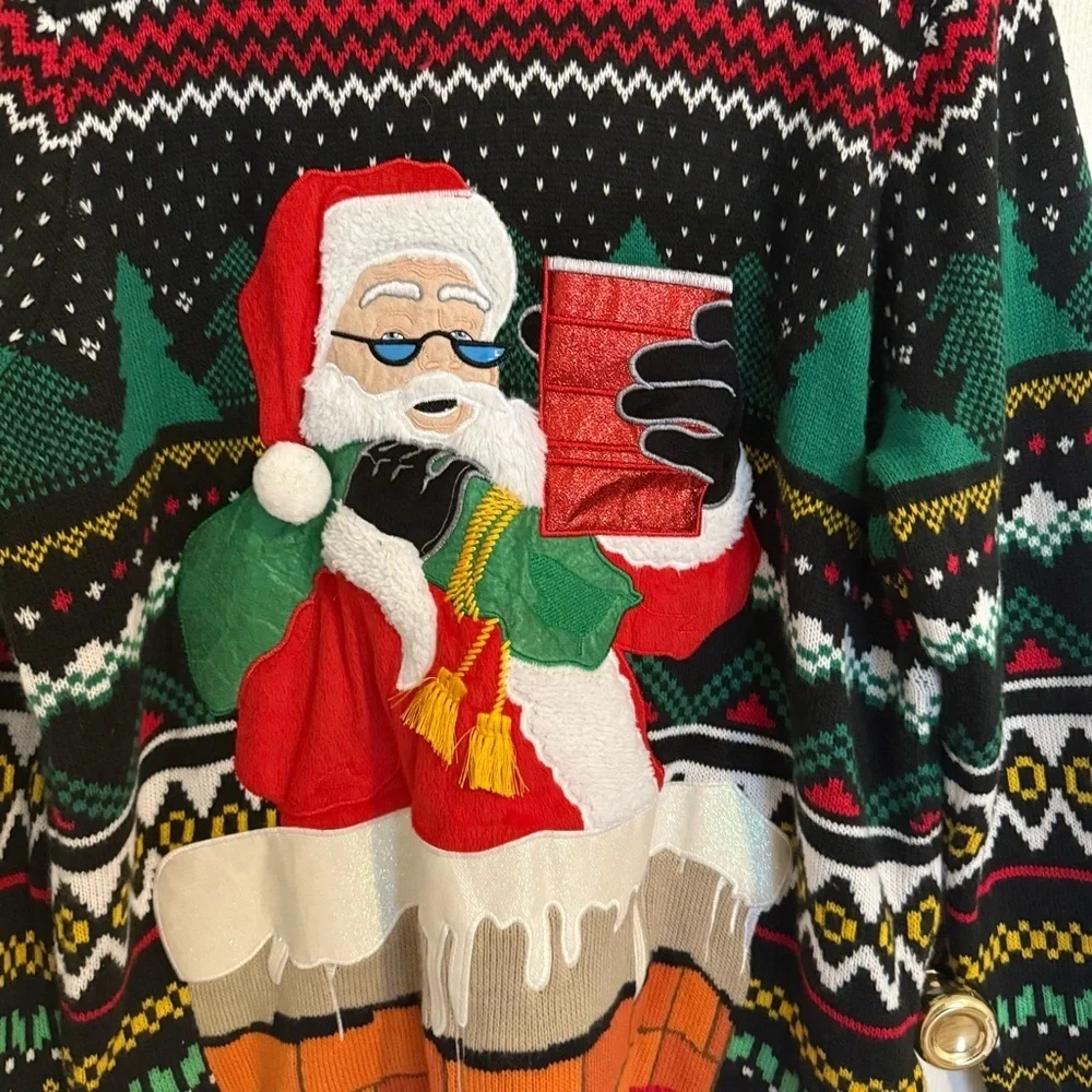 Holiday Time Men's Santa Ugly Christmas Sweater with Long Sleeves 2XL